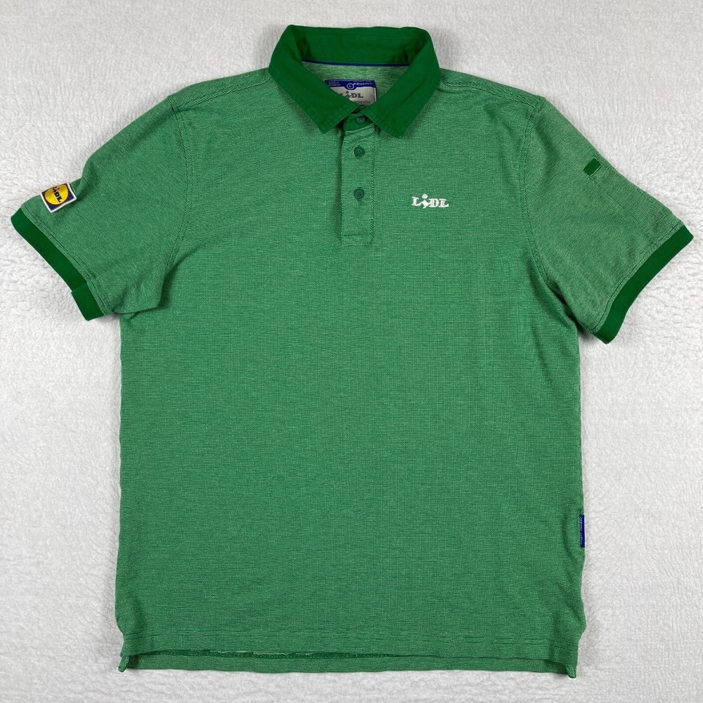 Lidl Polo Shirt Mens‎ Large Green Organic Work Grocery Store Employee Job